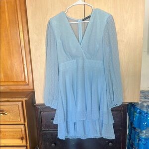 Elegant Blue Chiffon Dress